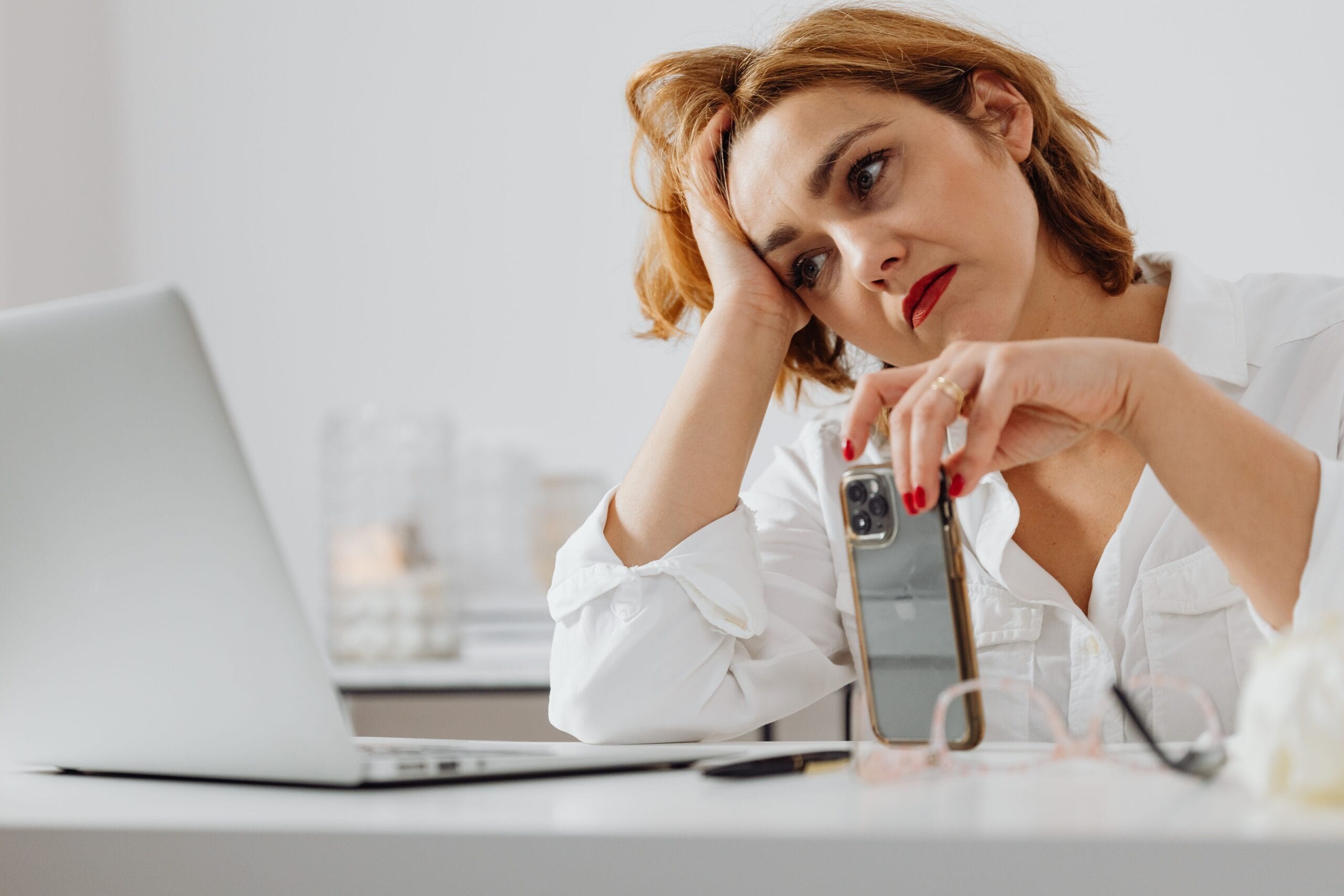 Person distracted while working
